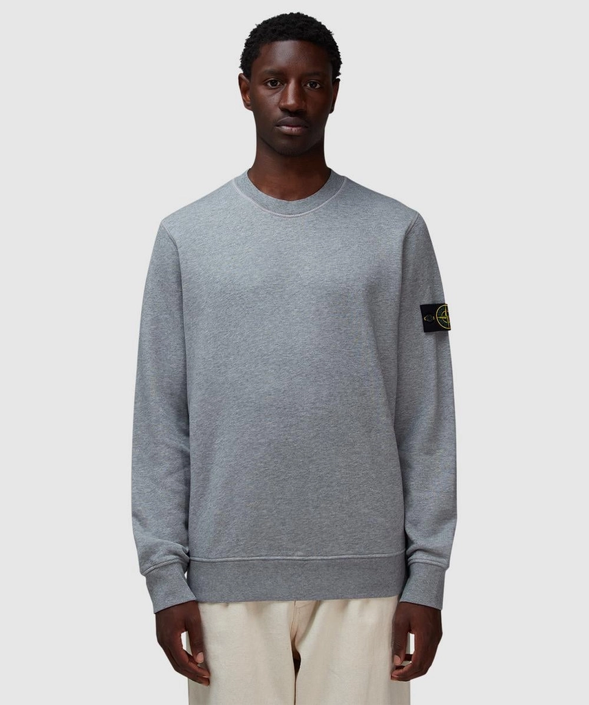 Stone Island Organic Cotton Fleece Sweatshirt (Melange Grey - M) - Size M